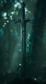 Enchanted Blade in Misty Woods