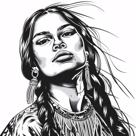 Artistic Illustration of Braided Woman