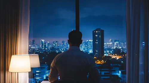 Urban Night View from a Room
