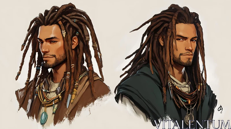 Detailed Art of Man with Dreadlocks AI Image