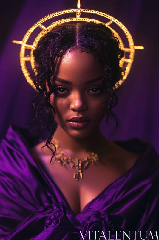 Regal Woman in Purple with Golden Halo
