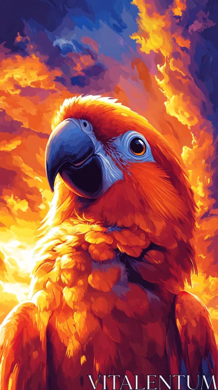 Parrot in Fiery Sky