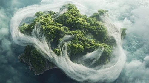 Misty Island Paradise from Above