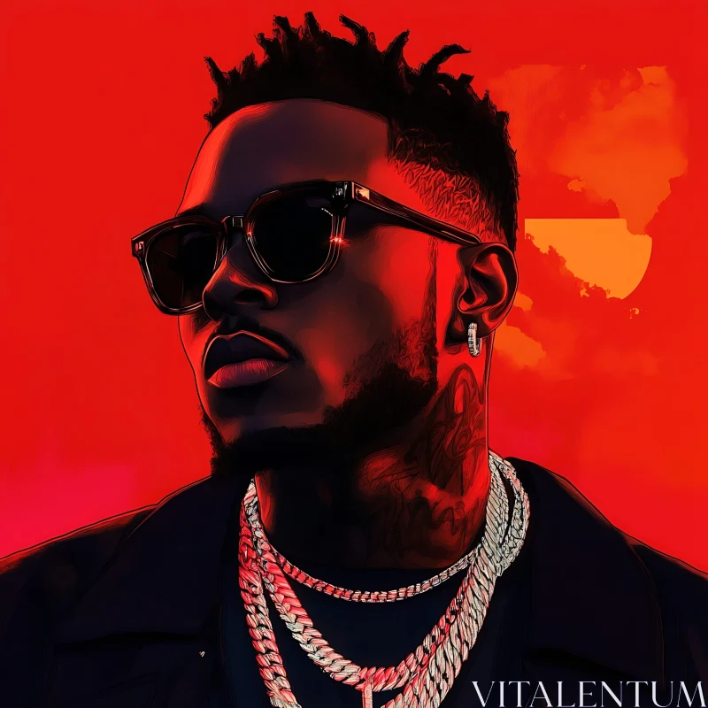 Stylized Portrait in Red Sunset