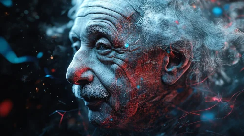 Abstract Digital Artwork of an Elderly Man