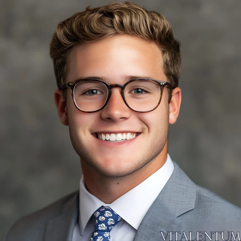 Young Professional Man Smiling in Formal Attire AI Image