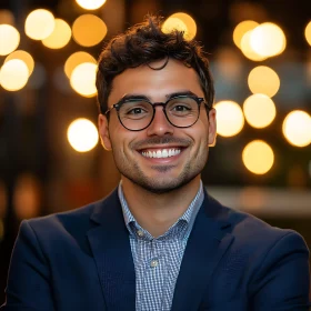 Man with Glasses and Bokeh Lights