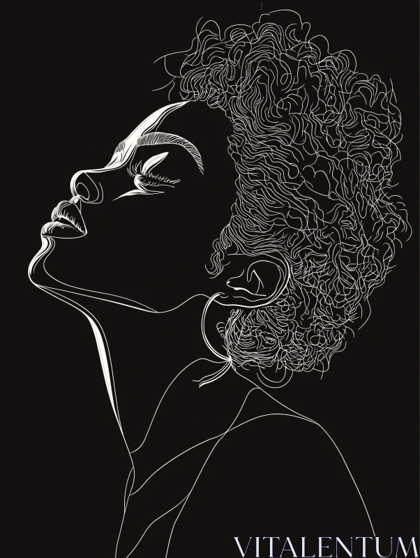 AI ART Elegant Woman's Profile in Line Art