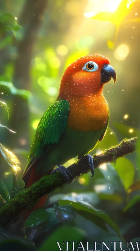 AI ART Colorful Parrot in Lush Foliage