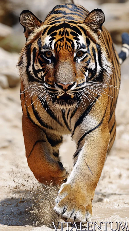 Tiger Walking in the Wild AI Image