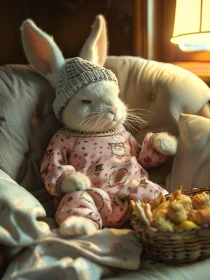 Cozy Bunny Bedtime Scene