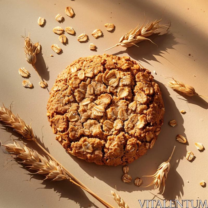 AI ART Golden Oat Cookie on Earthy Background