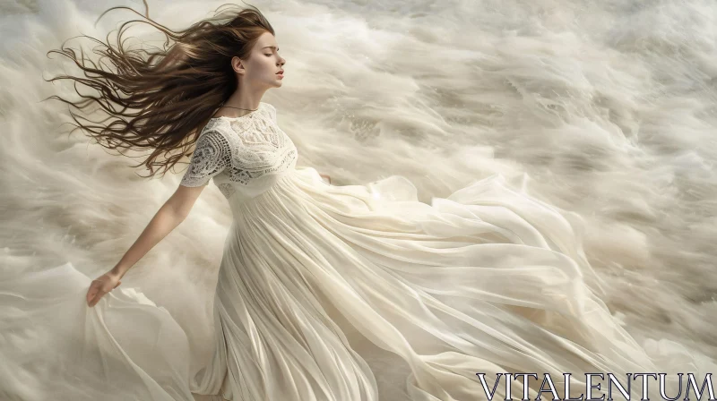 AI ART Ethereal Woman in Ocean Breeze