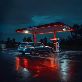 Nighttime at a Gas Station