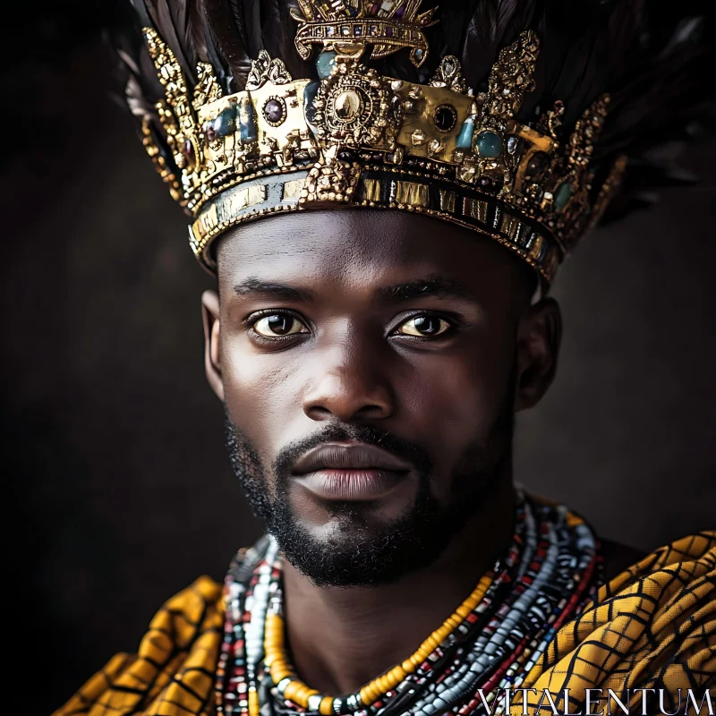 Portrait of a Man in Traditional Royal Attire AI Image