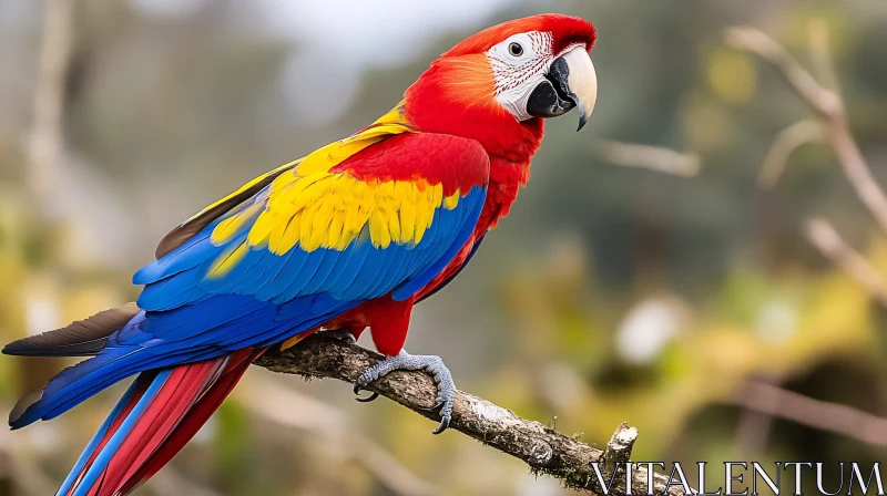 Colorful Parrot on Branch AI Image