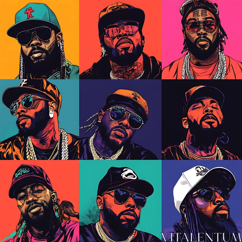 Colorful Hip-Hop Fashion Portraits AI Image