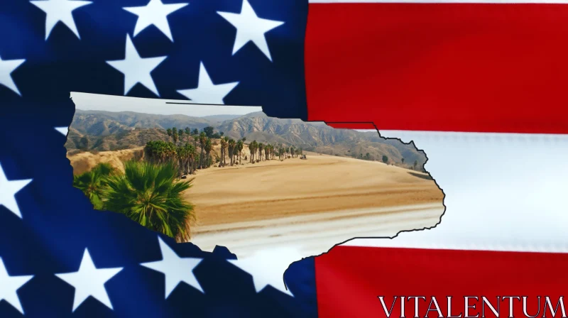 USA Flag Desert Scene with Mountains AI Image