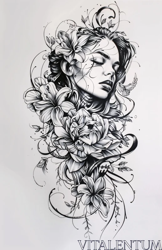 AI ART Intricate Monochrome Floral Art