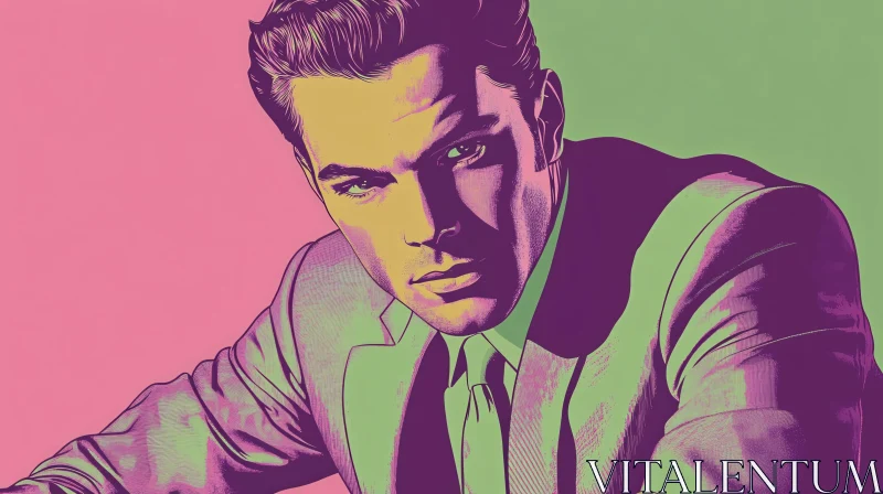 Colorful Pop Art Male Portrait AI Image