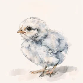 Gentle Chick in Watercolor Art