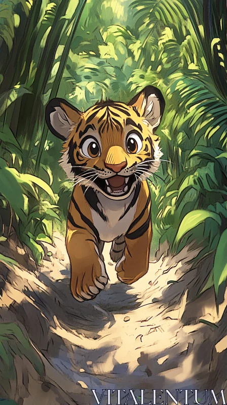 AI ART Tiger Cub Adventure in the Jungle