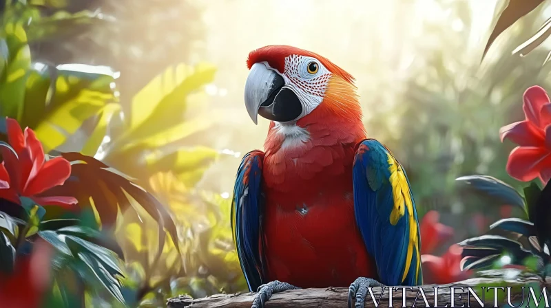 AI ART Tropical Parrot and Jungle Flora