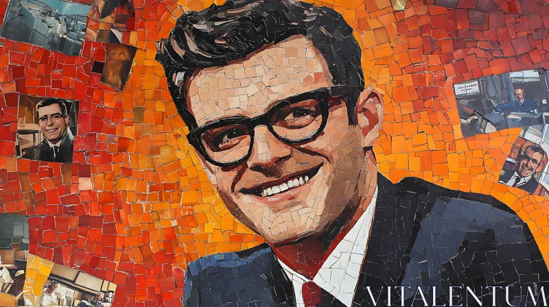 Vibrant Artwork of Man in Glasses AI Image