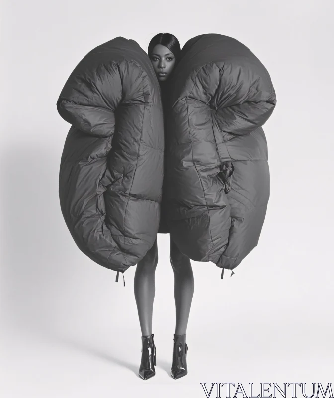 Monochrome Haute Couture Puffer Design AI Image