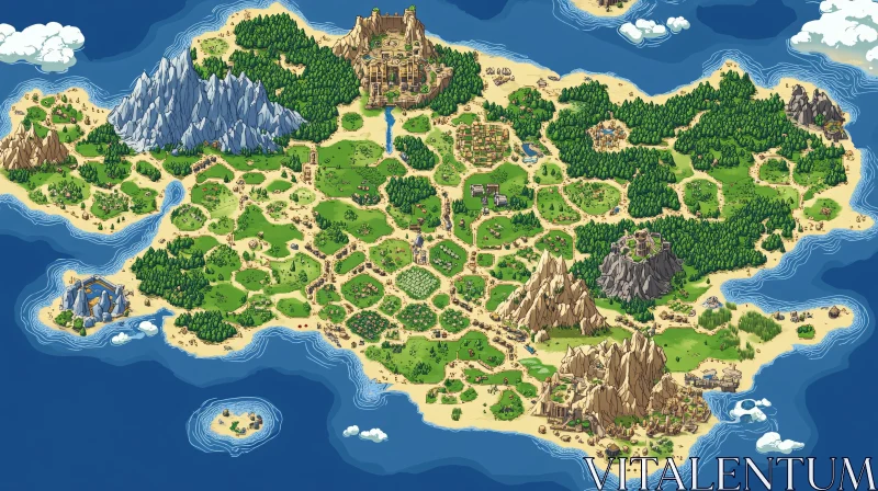 Fantasy Adventure Island Map AI Image