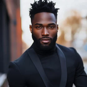 Portrait of a Confident Man in Black Suit