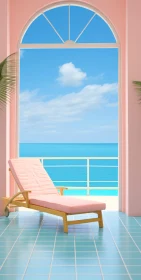 Pastel Sunbed Overlooking the Ocean