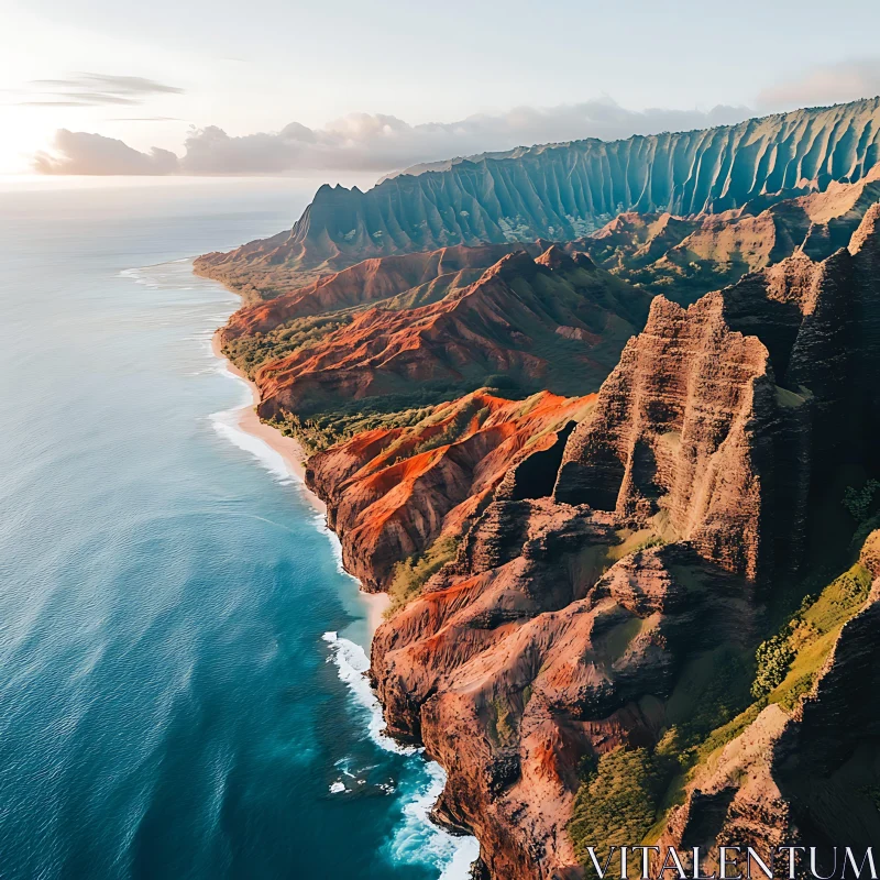 Coastal Cliffs and Sea Panorama AI Image