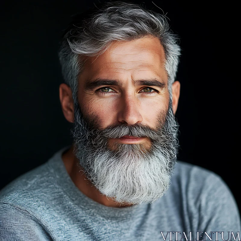 Grey-Haired Man Wearing Grey Sweater AI Image