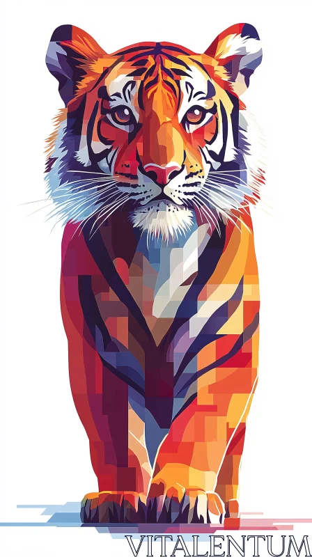 Modern Geometric Tiger Art Design AI Image