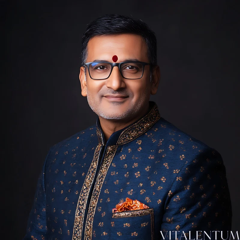 Man in Traditional Attire Portrait AI Image