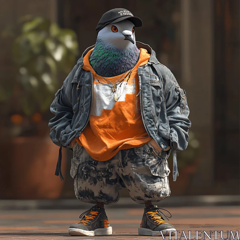 AI ART Fashionable Anthropomorphic Pigeon