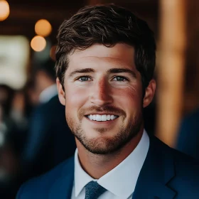 Man with Beard in Blue Suit Smiling