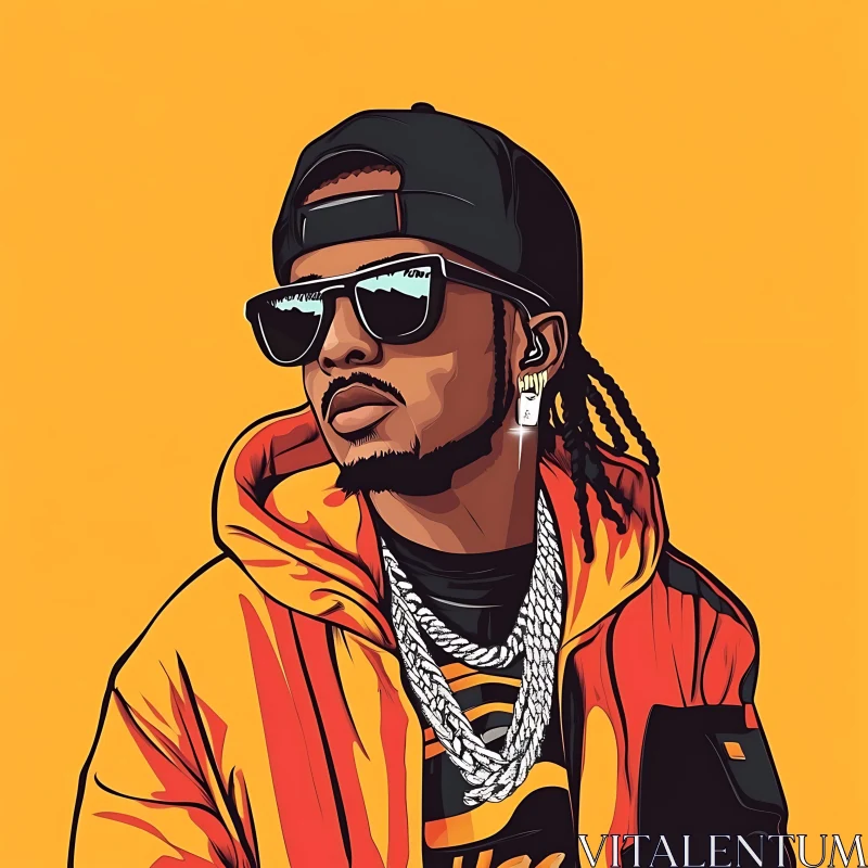 Hip-Hop Fashion Graphic Portrait AI Image