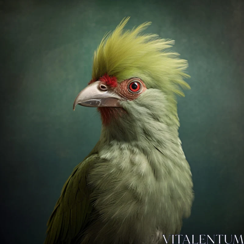 AI ART Majestic Green Crested Bird