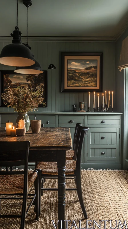 AI ART Cozy Dining Room with Rustic Vintage Decor