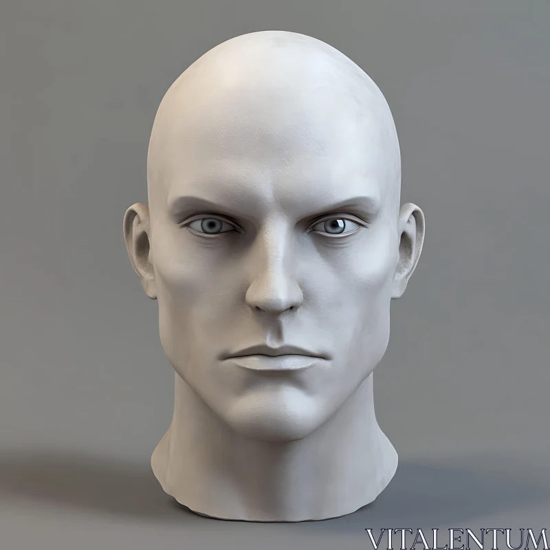 Realistic 3D Male Head Bust AI Image