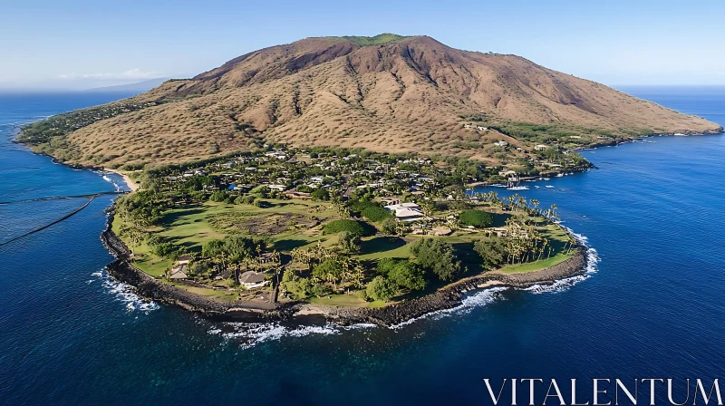 Scenic Island Coastline with Mountain View AI Image