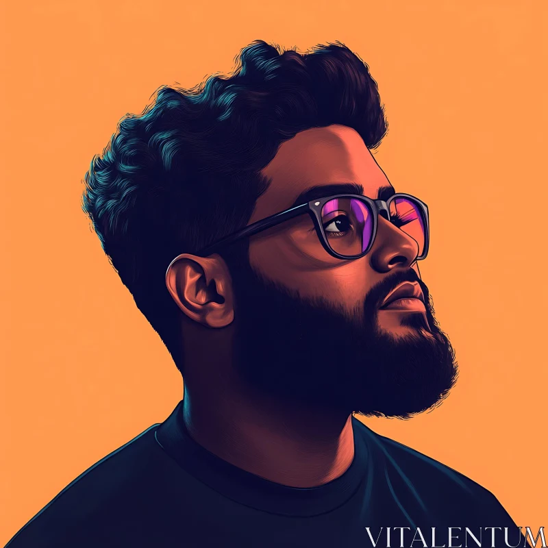 Digital Illustration of a Bearded Man AI Image