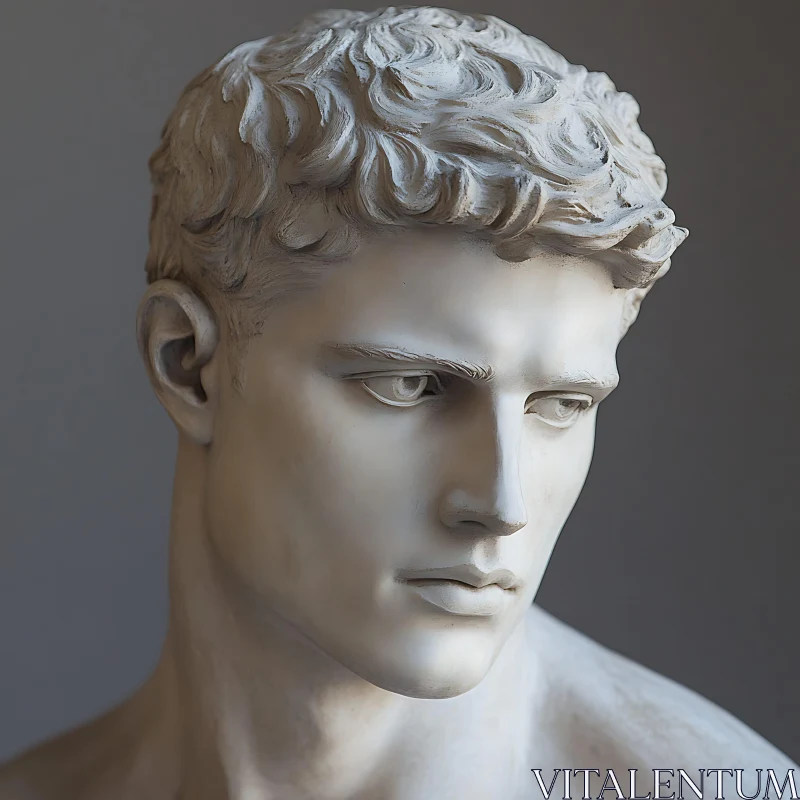 Classical Male Sculpture with Detailed Features AI Image