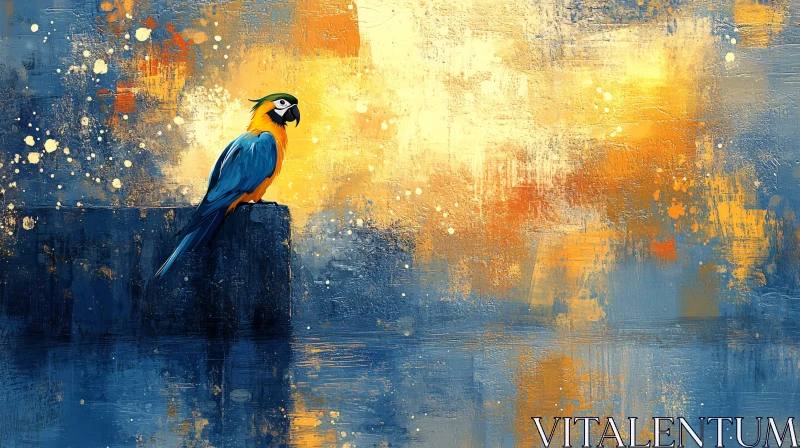 Colorful Macaw in Abstract Art AI Image