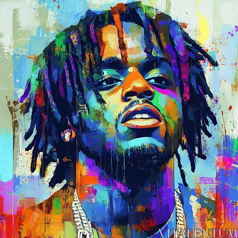 Energetic Pop Art Dreadlocks Portrait AI Image