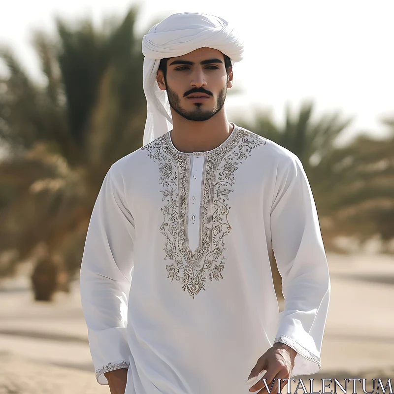 Man in Traditional Desert Garb AI Image