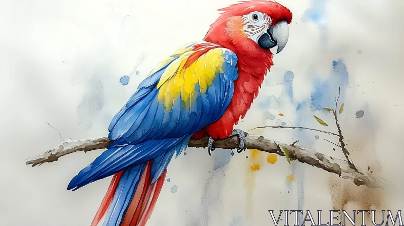 AI ART Colorful Parrot Art on Branch