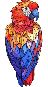 Vibrant Parrot Art with Diverse Feather Colors